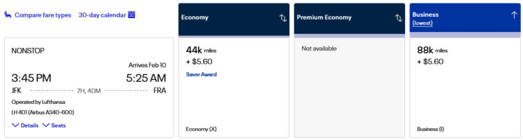 Mileage Plus Praemienflug Lufthansa Business Class New York Frankfurt