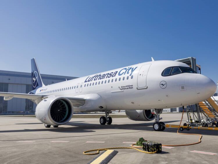 Lufthansa City Airlines Airbus A320neo Auslieferung Nahaufnahme Copyright