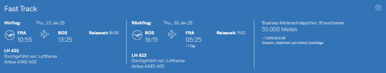 Lufthansa Meilenschnaeppchen Business Class Frankfurt Boston