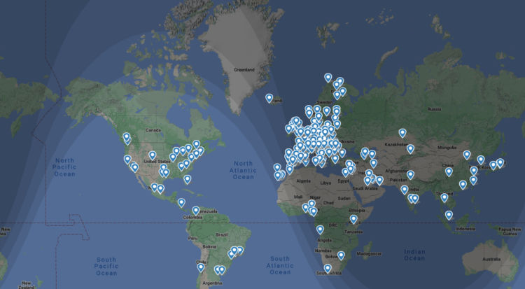 Lufthansa Streckennetzkarte Flightradar 2
