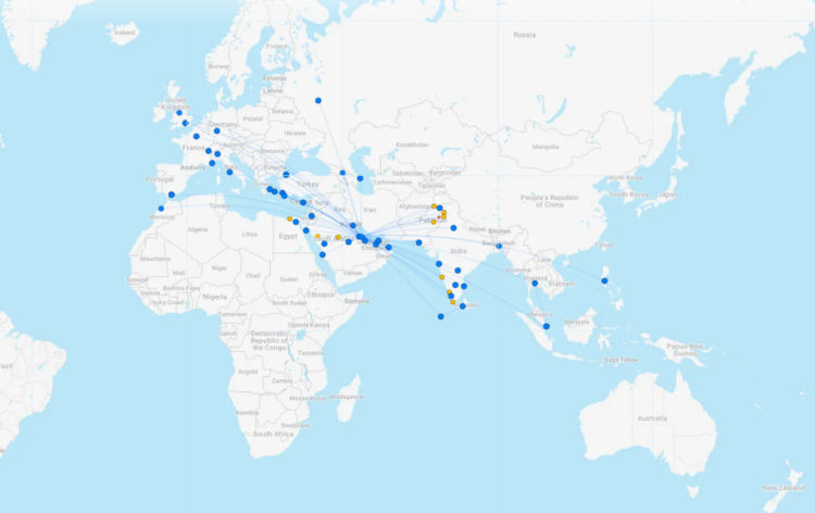 Gulf Air Streckennetz April 2024 Flightconnections