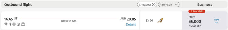 Etihad Guest Praemienflug Etihad Airways Business Class Istanbul Abu Dhabi