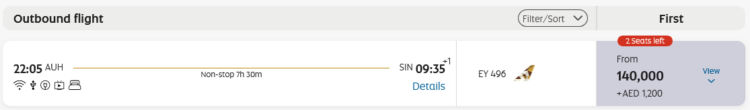 Etihad Guest Praemienflug Etihad First Class Abu Dhabi Singapur