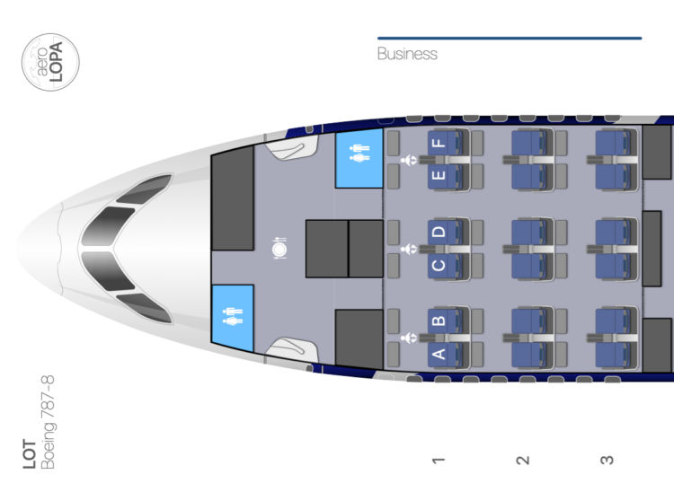 Aerolopa Lot Polish Airlines Boeing 787 8 Business Class Seatmap
