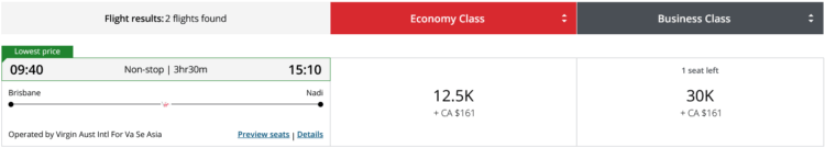 Aeroplan Praemienflug Virgin Australia Brisbane Nadi