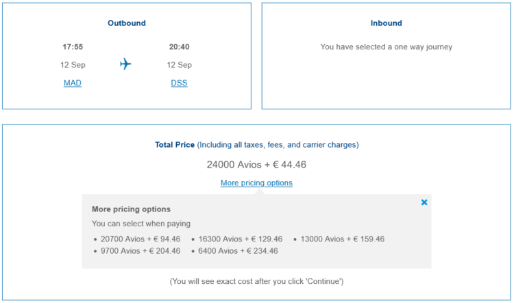 British Airways Club Praemienflug Iberia Business Class Madrid Dakar
