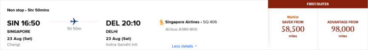 Krisflyer Praemienflug Singapore Airlines Suite Singapur Delhi