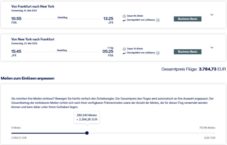 Lufthansa Cash And Miles Frankfurt New York 2