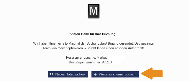 Meilenoptimieren Hotels Zweites Zimmer Buchen Button Bearbeitet