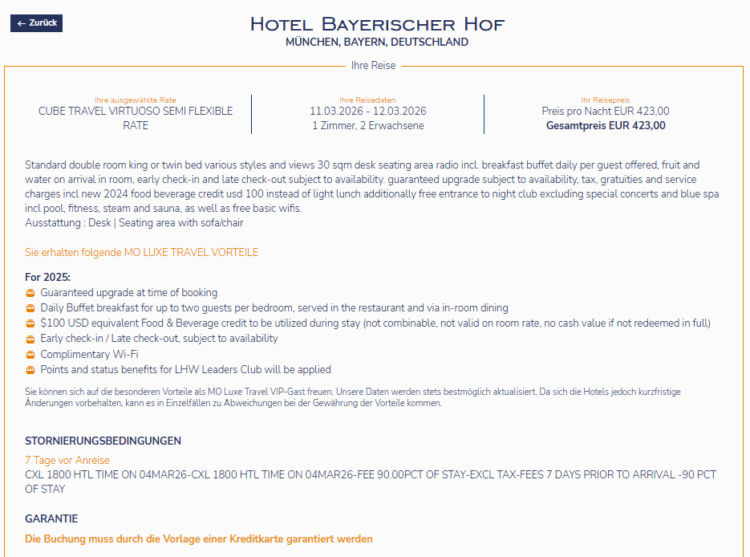 Moluxe Hotelsuche Buchungsuebersicht Bayerischer Hof