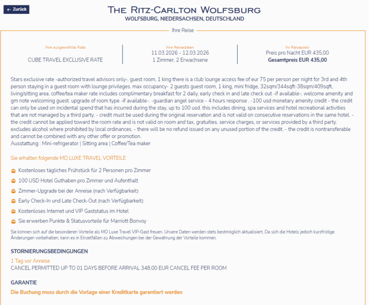 Moluxe Hotelsuche Buchungsuebersicht Ritz Carlton Wolfsburg