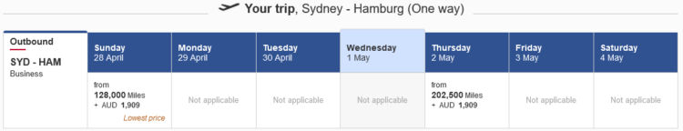Skywards Praemienflug Emirates Business First Class Sydney Dubai Hamburg