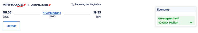 Flying Blue Praemienflug Air France Economy Class Duesseldorf Paris Bastia