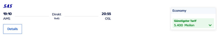 Flying Blue Praemienflug Sas Economy Class Amsterdam Oslo