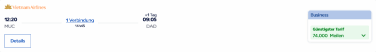 Flying Blue Praemienflug Vietnam Airlines Business Class Muenchen Hanoi Danang