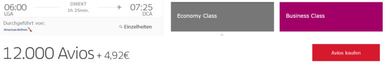 Iberia Plus Praemienflug American Airlines Economy Class New York Washington
