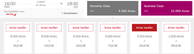 Iberia Plus Praemienflug Iberia Business Class Madrid Dakar