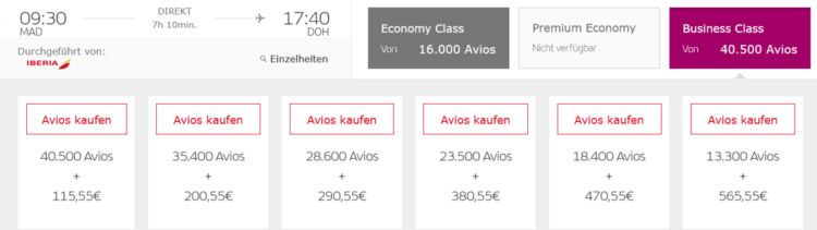 Iberia Plus Praemienflug Iberia Business Class Madrid Doha
