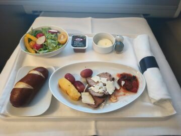 Lufthansa Allegris Business Class Airbus A350 Abendessen Vorspeise