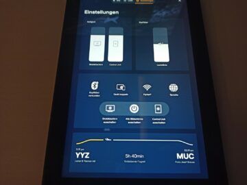 Lufthansa Allegris Business Class Airbus A350 Entertainmet Tablet Einstellungen