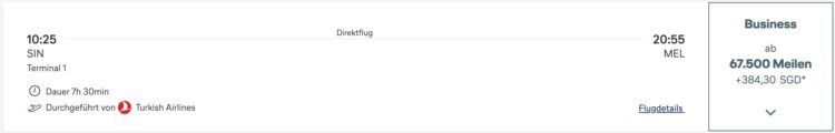 Miles And More Praemienflug Turkish Airlines Business Class Singapur Melbourne November 2025