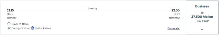Miles And More Praemienflug United Airlines Business Class Hongkong Ho Chi Minh Stadt November 2025