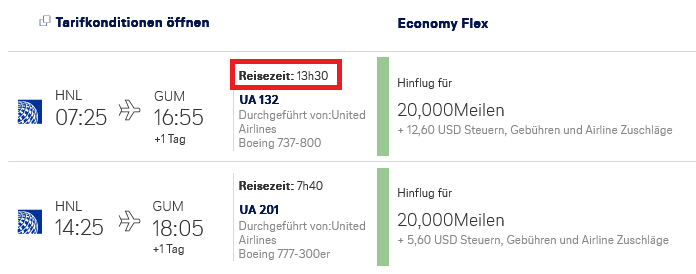 Miles And More Praemienflug United Economy Class Honolulu Guam Island Hopper