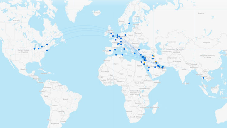 Royal Jordanian Streckennetz Juli 2024 Flightconnectinos