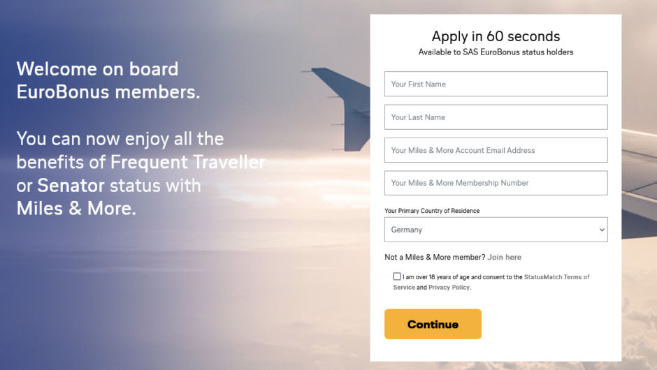 Miles & More Statusmatch von SAS EuroBonus meilenoptimieren