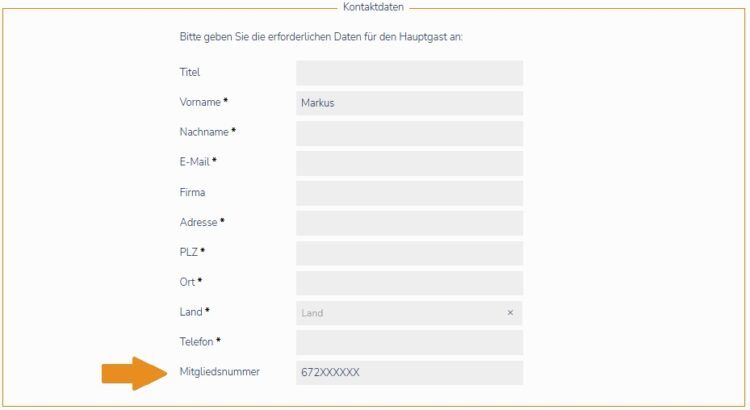 Moluxe Hotels Buchung Mitgliedsnummer Eintragen