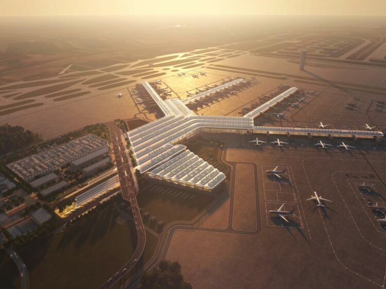Neuer Flughafen Warschau Cpk Terminal Von Oben