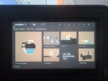 Condor Airbus A330neo Business Class Entertainment Bildschirm 1