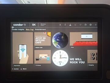 Condor Airbus A330neo Business Class Entertainment Bildschirm 2