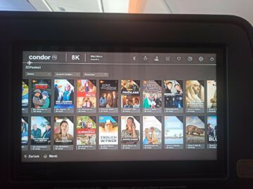 Condor Airbus A330neo Business Class Entertainment Bildschirm 7