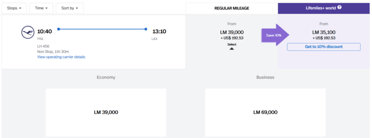Lifemiles Praemienflug Lufthansa Business Class Frankfurt Los Angeles
