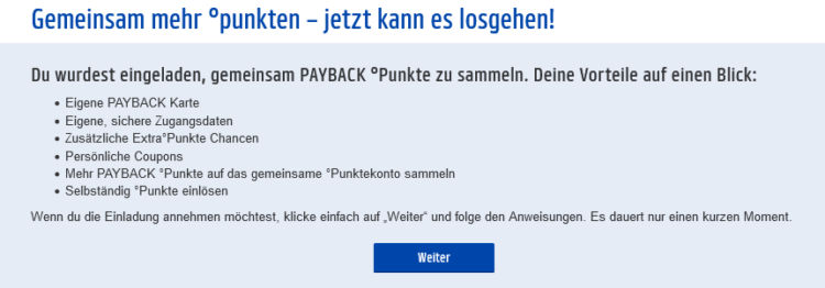 Payback Gemeinsames Punktekonto Einladung Erhalten