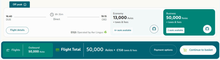 Aerclub Praemienflug Aer Lingus Business Class Dublin Chicago