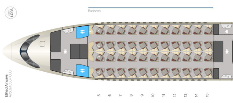 Etihad Airways Business Class Airbus A350 1000 Aerolopa Seatmap