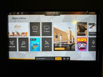 Etihad Airways Business Class Boeing 787 Entertainment Menue