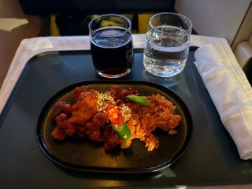 Etihad Airways Business Class Boeing 787 Spicy Korean Fried Chicken