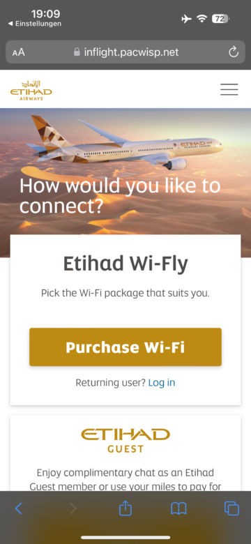 Etihad Airways Business Class Boeing 787 Wifi4