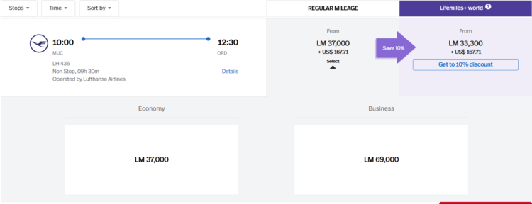 Lifemiles Praemienflug Lufthansa Allegris Business Class Muenchen Chicago