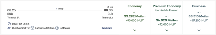 Miles And More Praemienflug Lufthansa Allegris Business Class Budapest Muenchen Bangalore
