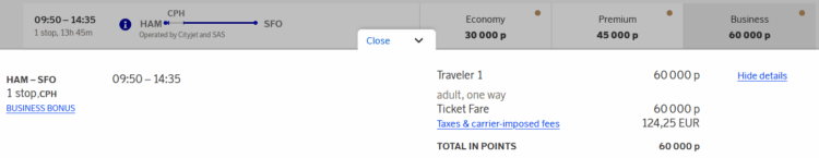 Eurobonus Praemienflug Sas Business Class Hamburg Kopenhagen San Francisco