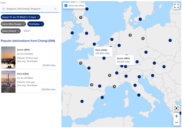 Krisflyer Redemption Map Beispiel