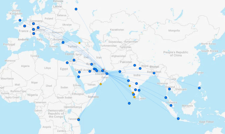 Oman Air Strecken Flightconnections