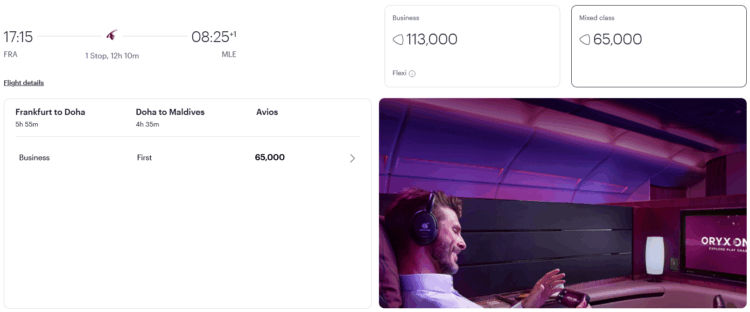 Privilege Club Praemienflug Qatar Airways Business First Class Frankfurt Doha Male