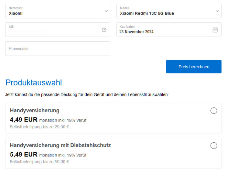 Amex Offers Handyversicherung Beispiel