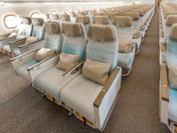 Emirates Airbus A350 900 Economy Class Kabine Vorne Copyright