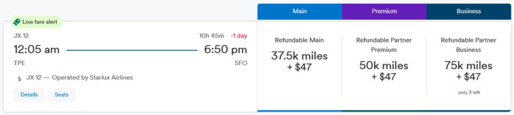 Mileage Plan Praemienflug Starlux Business Class Taipeh San Francisco